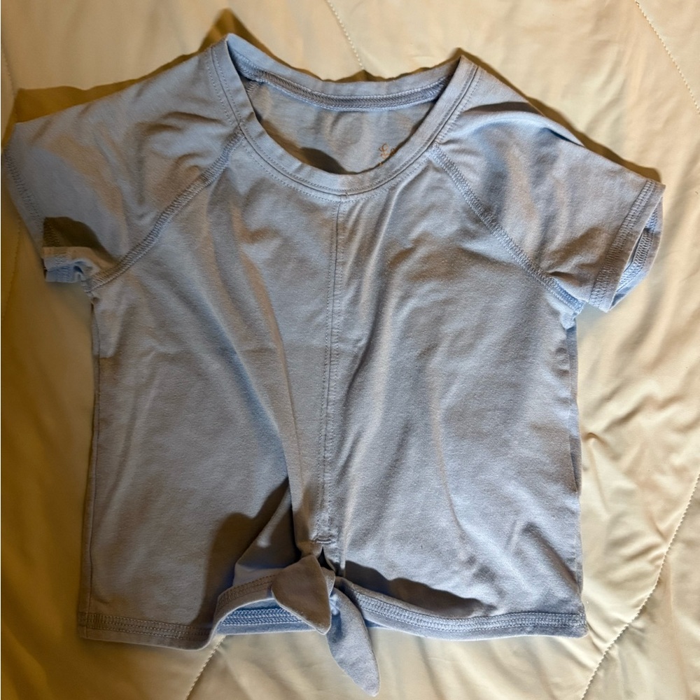 Lilly Pulitzer Luxletic Light Blue Kids Tie-Front Tee